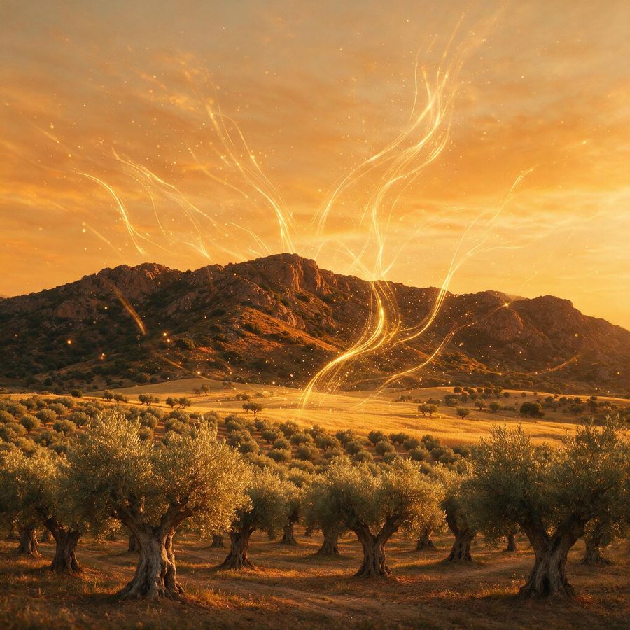 La sierra de Parapanda sobre el olivar · Aires de Parapanda