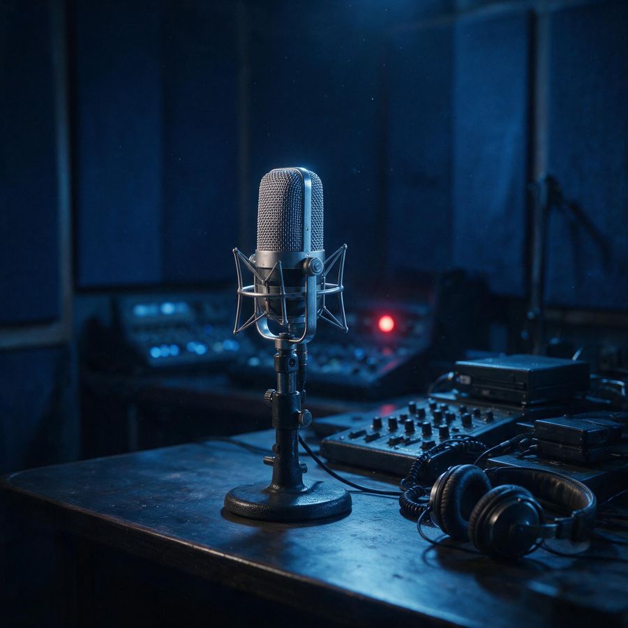 Micrófono de estudio de Íllora Radio · Informativo comarcal
